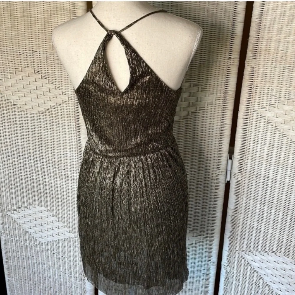 Express Shimmer Mini black and gold V Neck layered party dress Size S - Picture 3 of 9